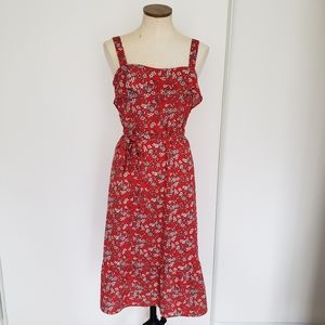 Banana Republic Red Floral Sleeveless Dress